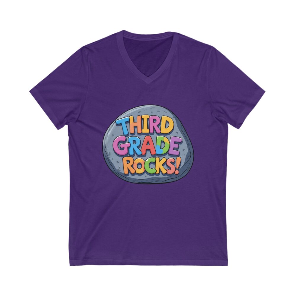 Third Grade Rocks - Unisex V-Neck Tee - Image 21