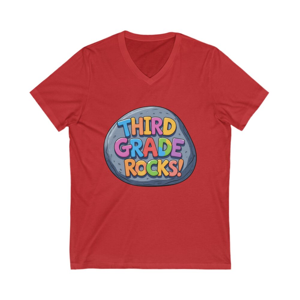 Third Grade Rocks - Unisex V-Neck Tee - Image 23