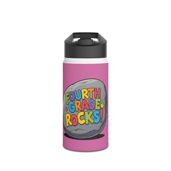 Fourth Grade Rocks (pink) - Stainless Steel Water Bottle