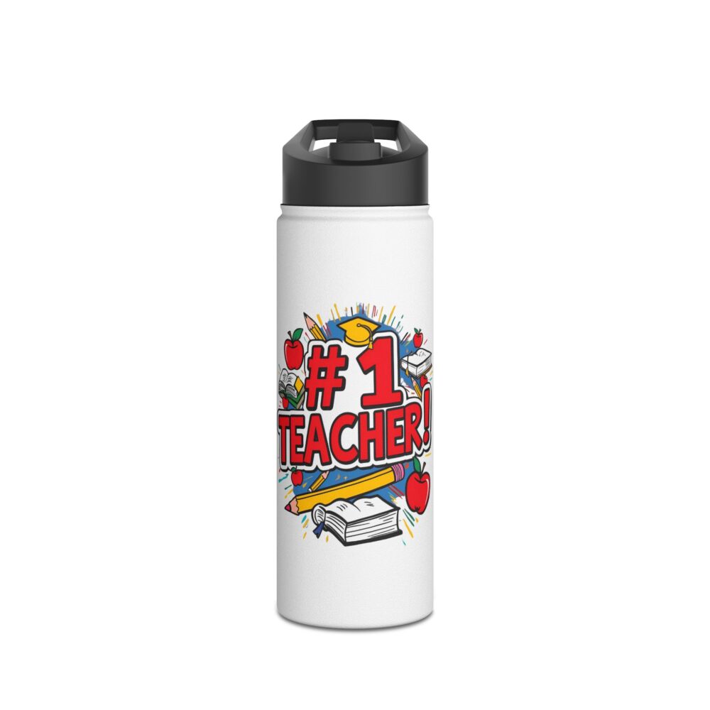 #1 Teacher - Stainless Steel Water Bottle - Image 5
