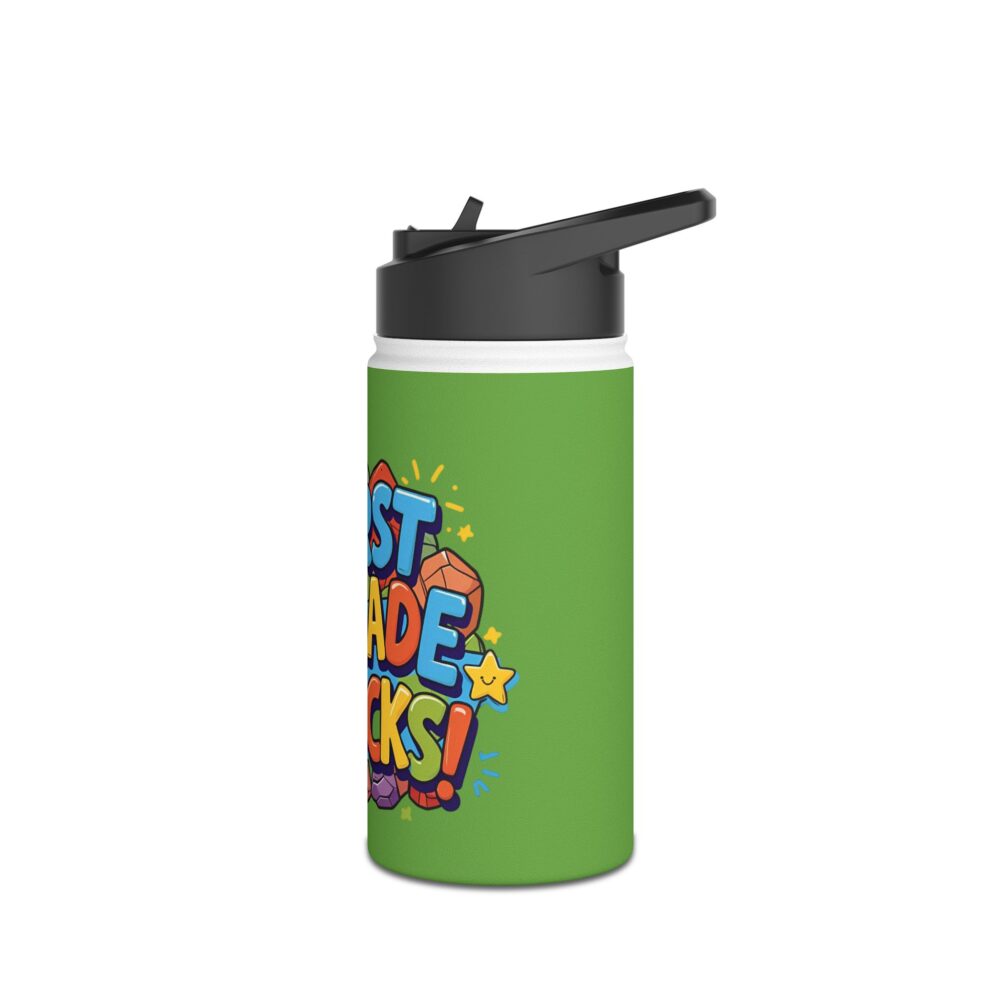 First Grade Rocks (green) - Stainless Steel Water Bottle - Image 4