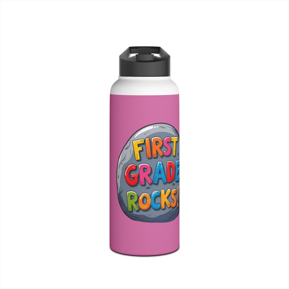 First Grade Rocks (pink) - Stainless Steel Water Bottle - Image 9