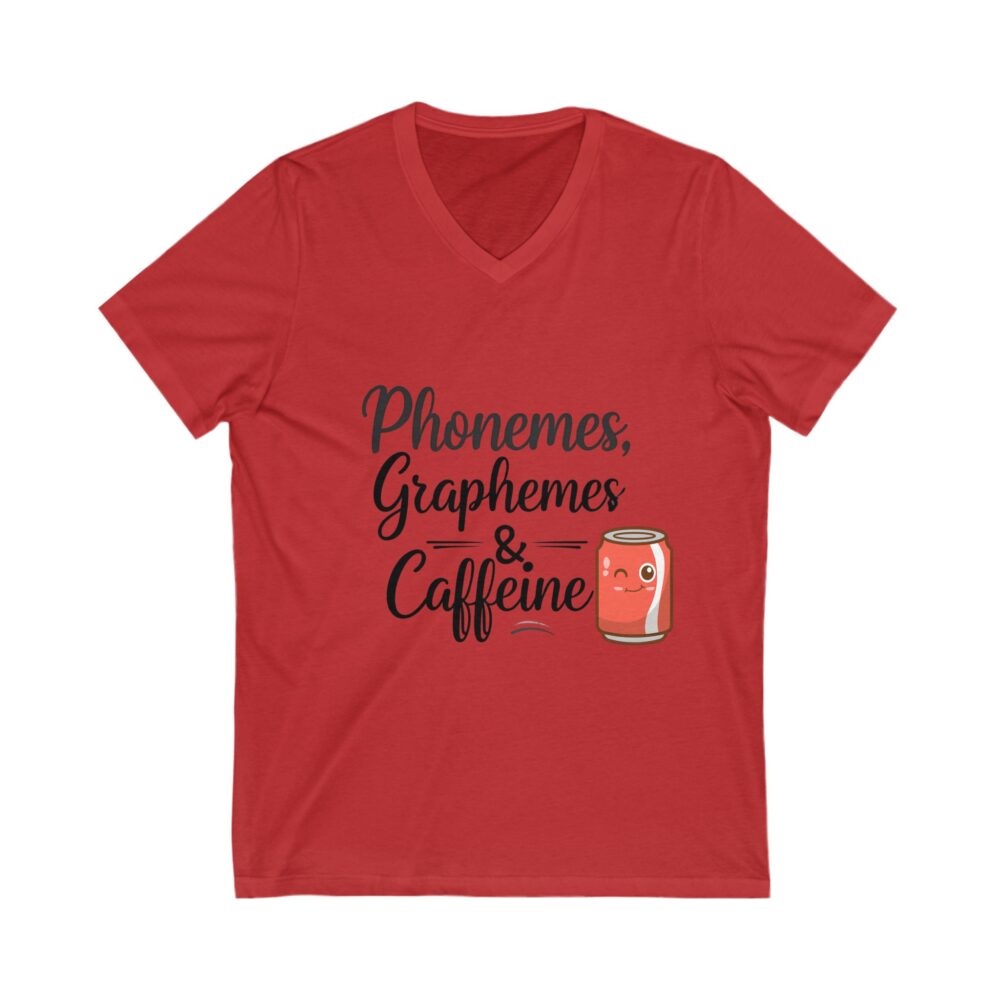 Phoneme, Grapheme, & Caffeine (Soda) - Unisex V-Neck Tee - Image 11