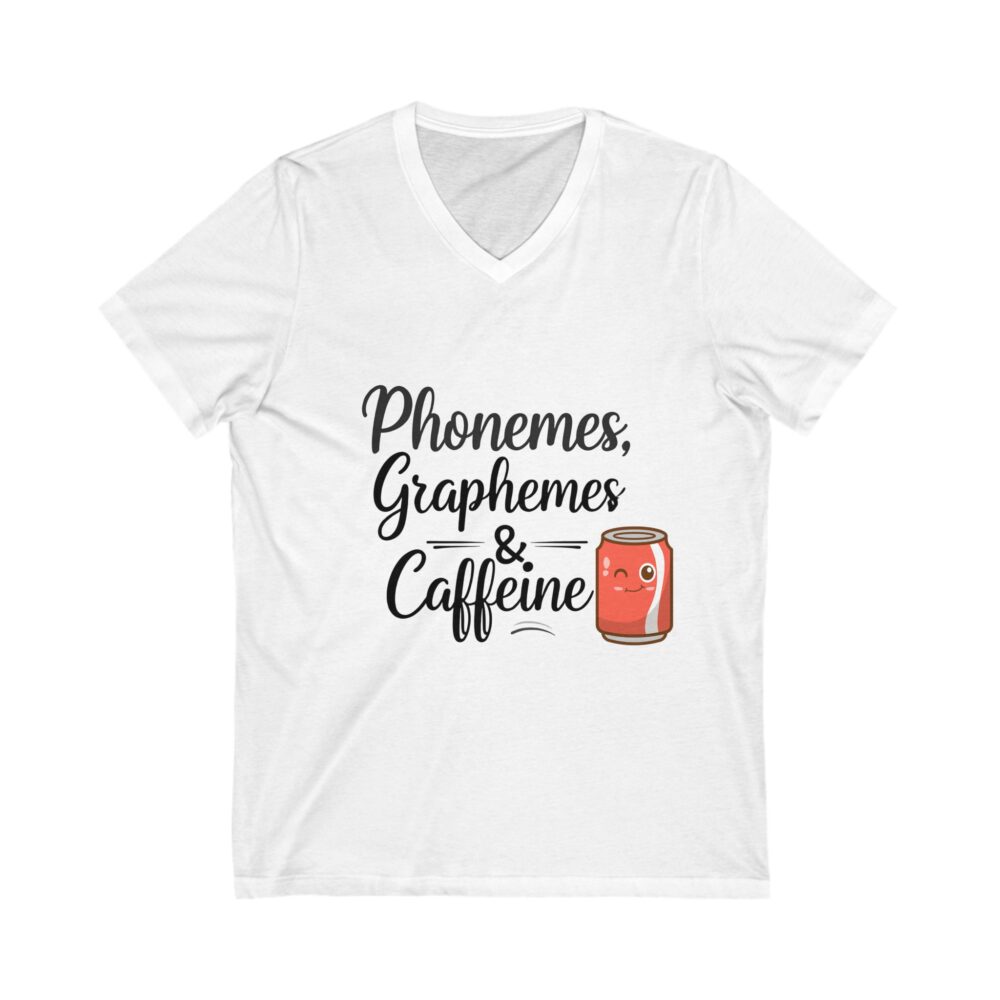 Phoneme, Grapheme, & Caffeine (Soda) - Unisex V-Neck Tee