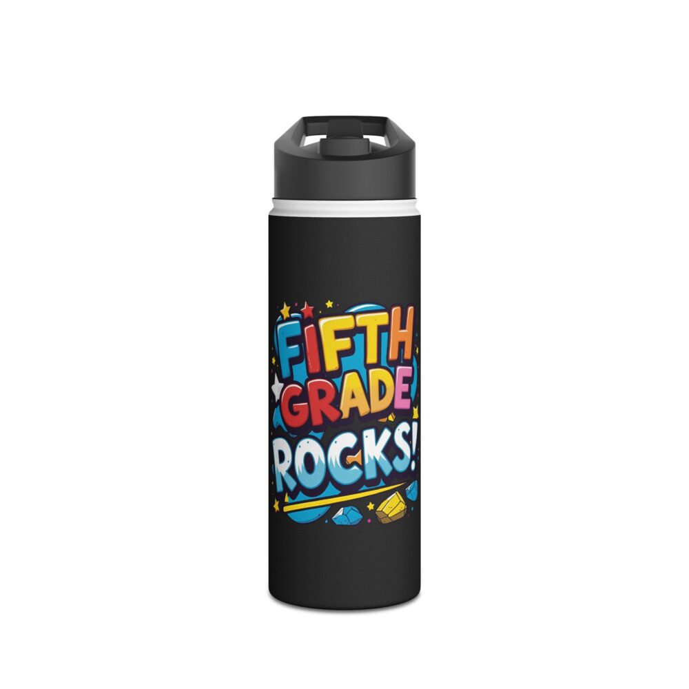Fifth Grade Rocks (black) - Stainless Steel Water Bottle - Image 5