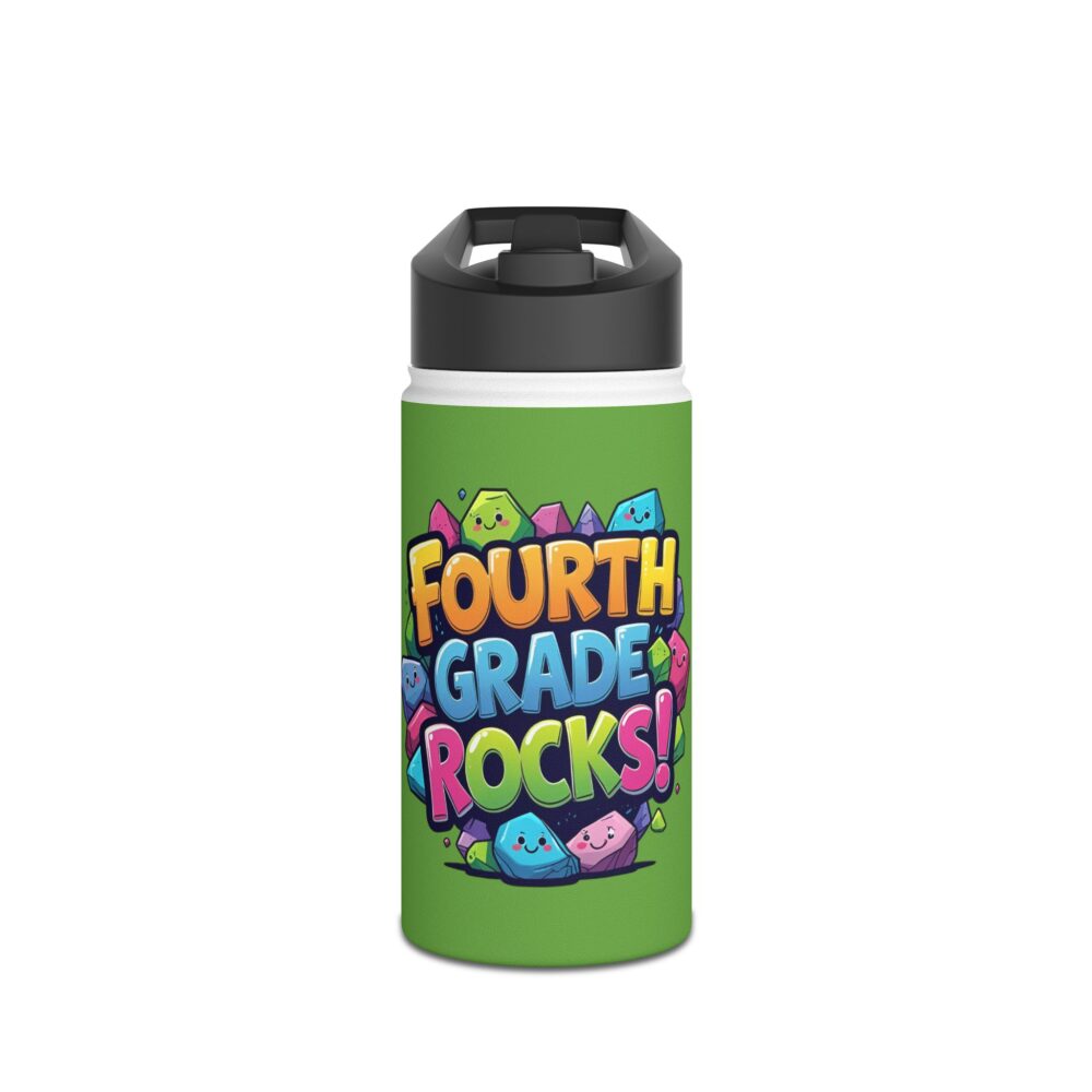 Fourth Grade Rocks (green) - Stainless Steel Water Bottle