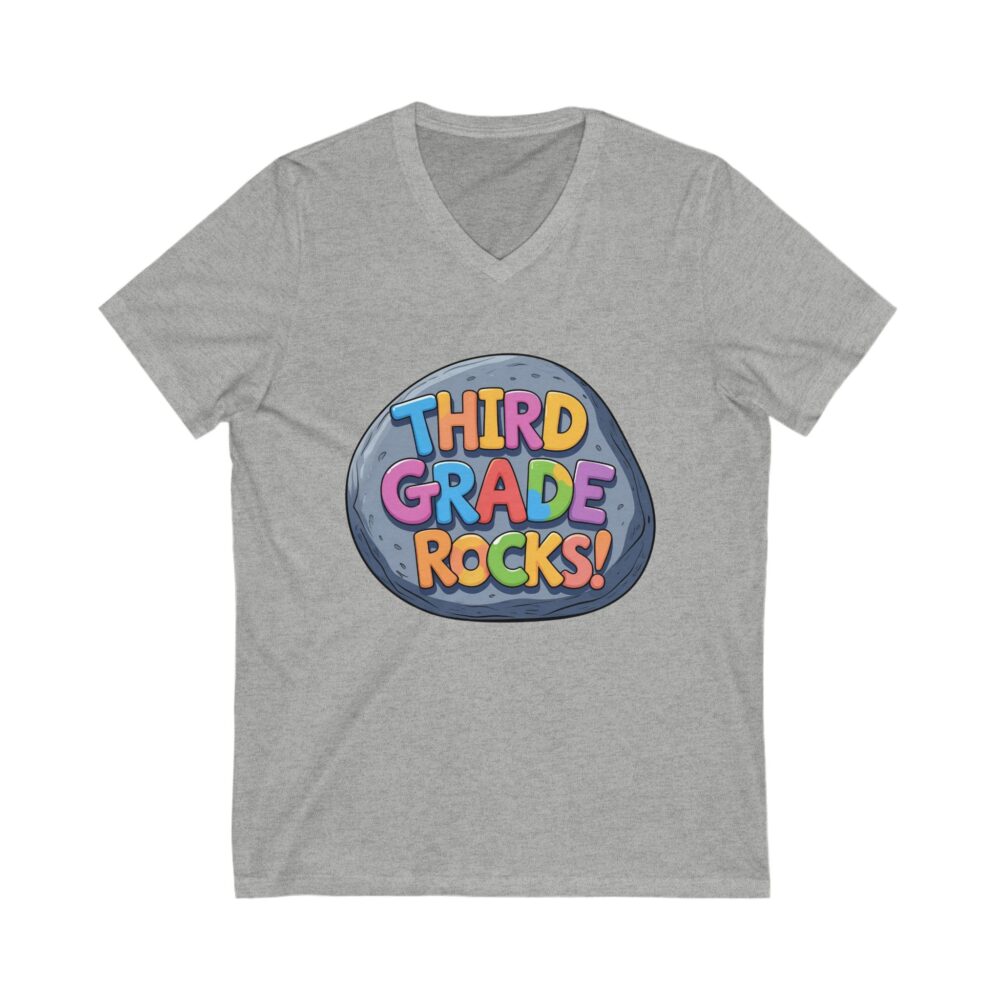 Third Grade Rocks - Unisex V-Neck Tee - Image 9