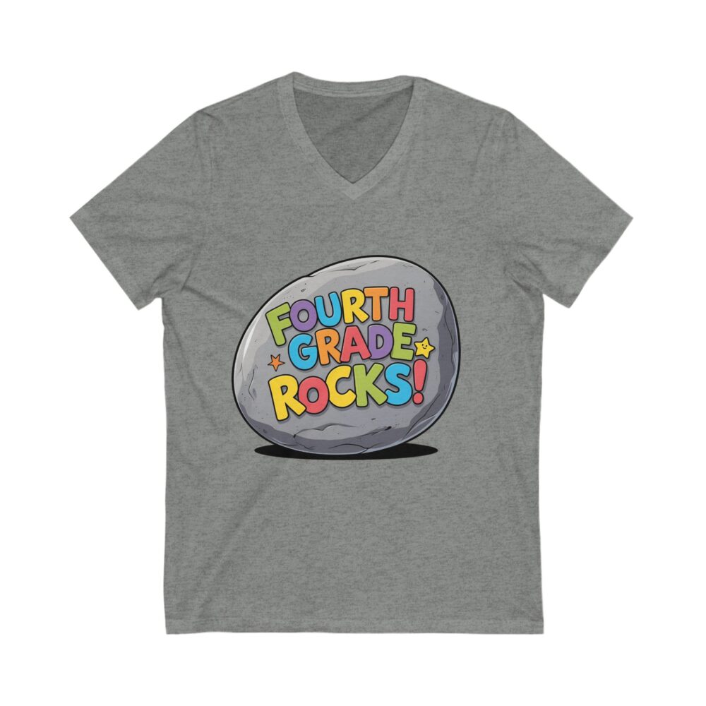 Fourth Grade Rocks - Unisex V-Neck Tee - Image 5