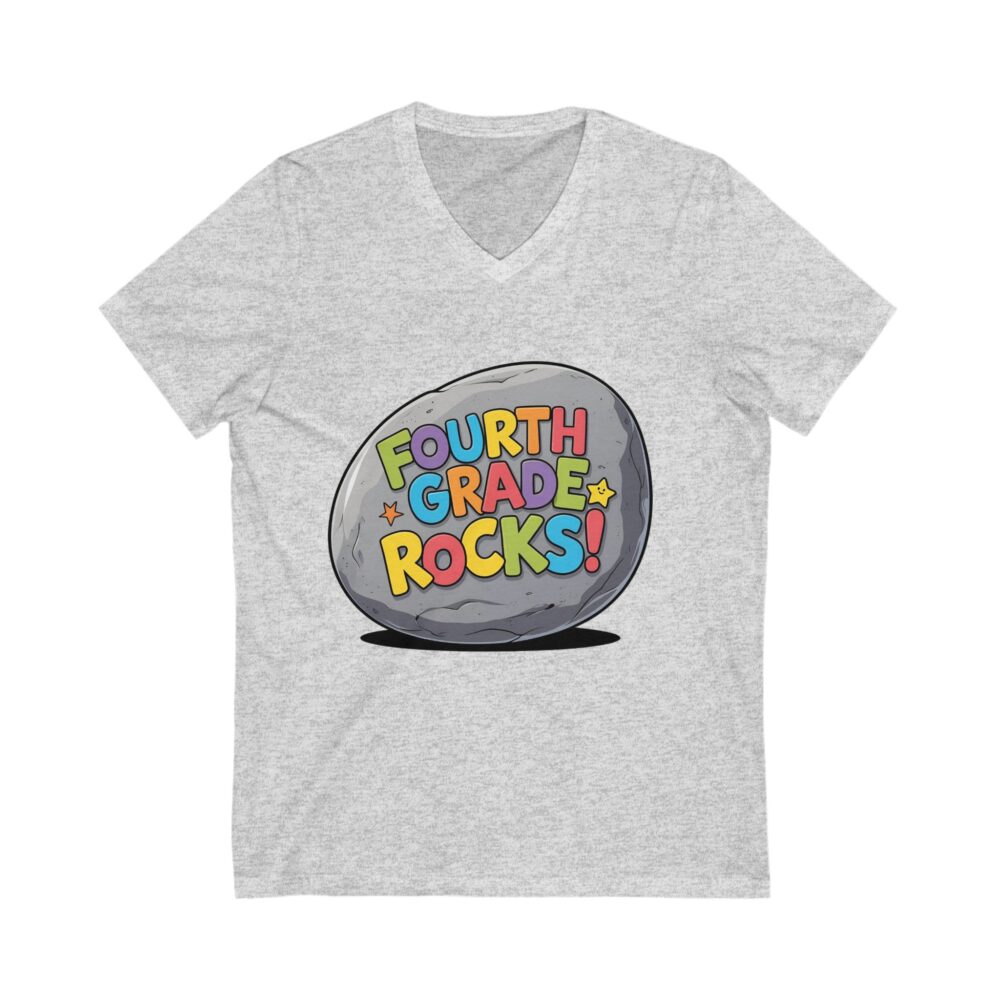 Fourth Grade Rocks - Unisex V-Neck Tee - Image 3