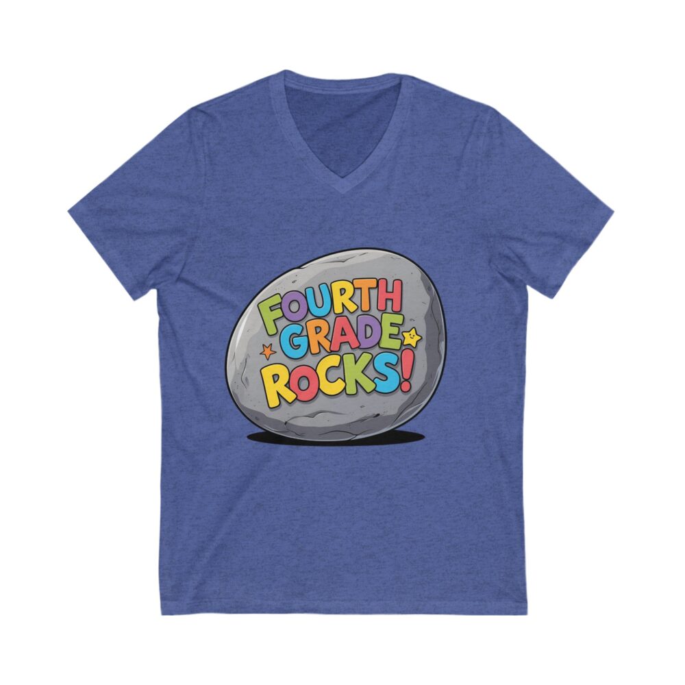 Fourth Grade Rocks - Unisex V-Neck Tee - Image 13