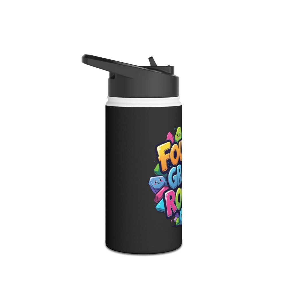 Fourth Grade Rocks (black) - Stainless Steel Water Bottle - Image 3