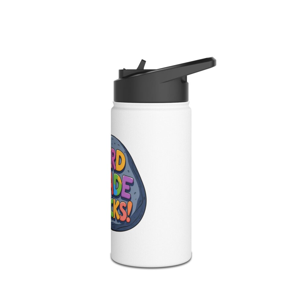 Third Grade Rocks (white) - Stainless Steel Water Bottle - Image 4
