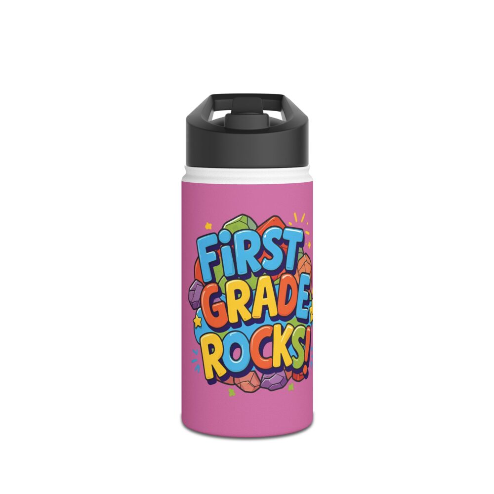 First Grade Rocks (pink) - Stainless Steel Water Bottle