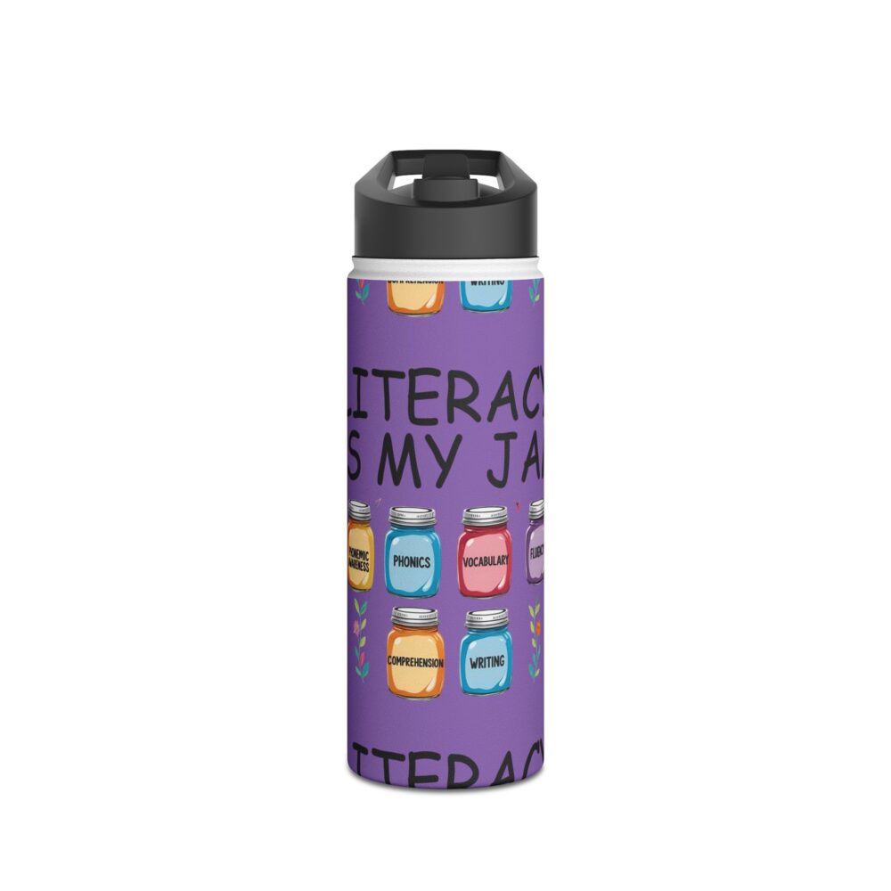 Literacy is My Jam (Purple) - Stainless Steel Water Bottle - Image 5