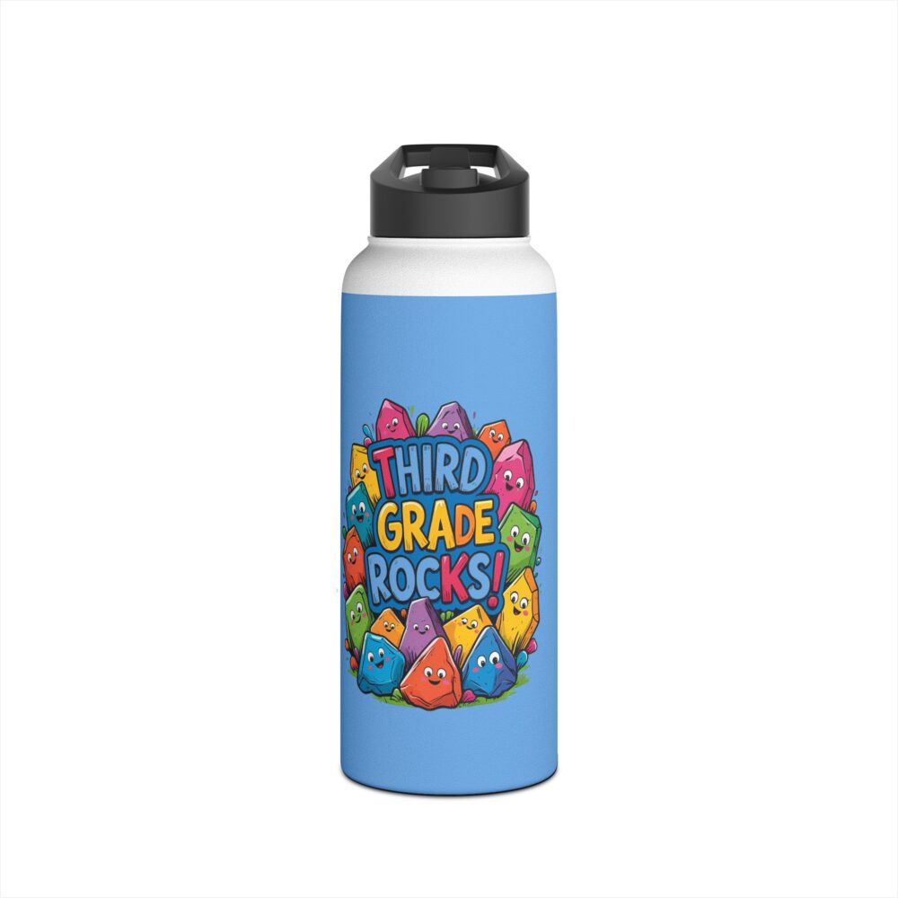 Third Grade Rocks (blue) - Stainless Steel Water Bottle - Image 9