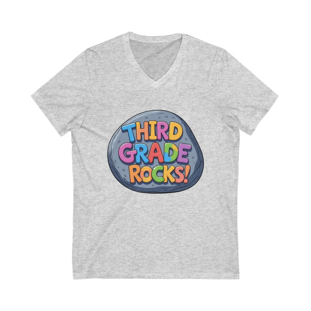 Third Grade Rocks - Unisex V-Neck Tee - Image 3