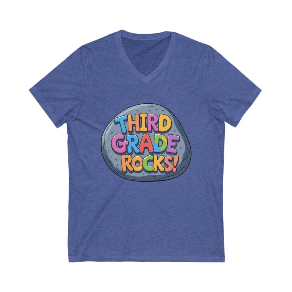 Third Grade Rocks - Unisex V-Neck Tee - Image 13