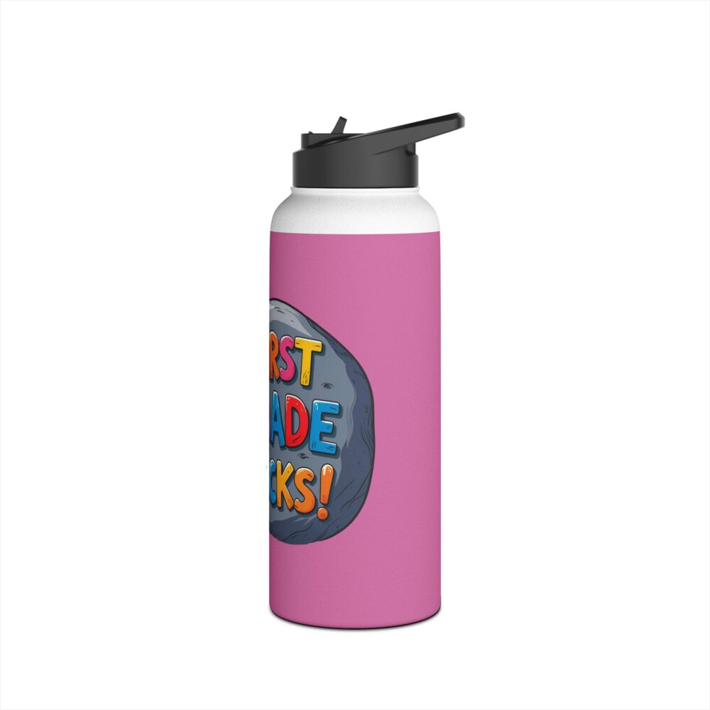 First Grade Rocks (pink) - Stainless Steel Water Bottle - Image 12