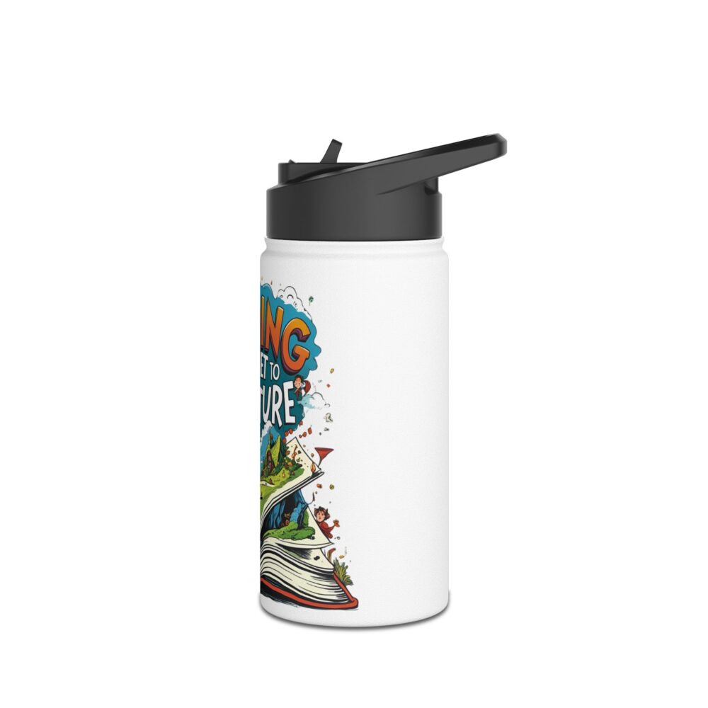 Reading is a Ticket to Adventure (white) - Stainless Steel Water Bottle - Image 4