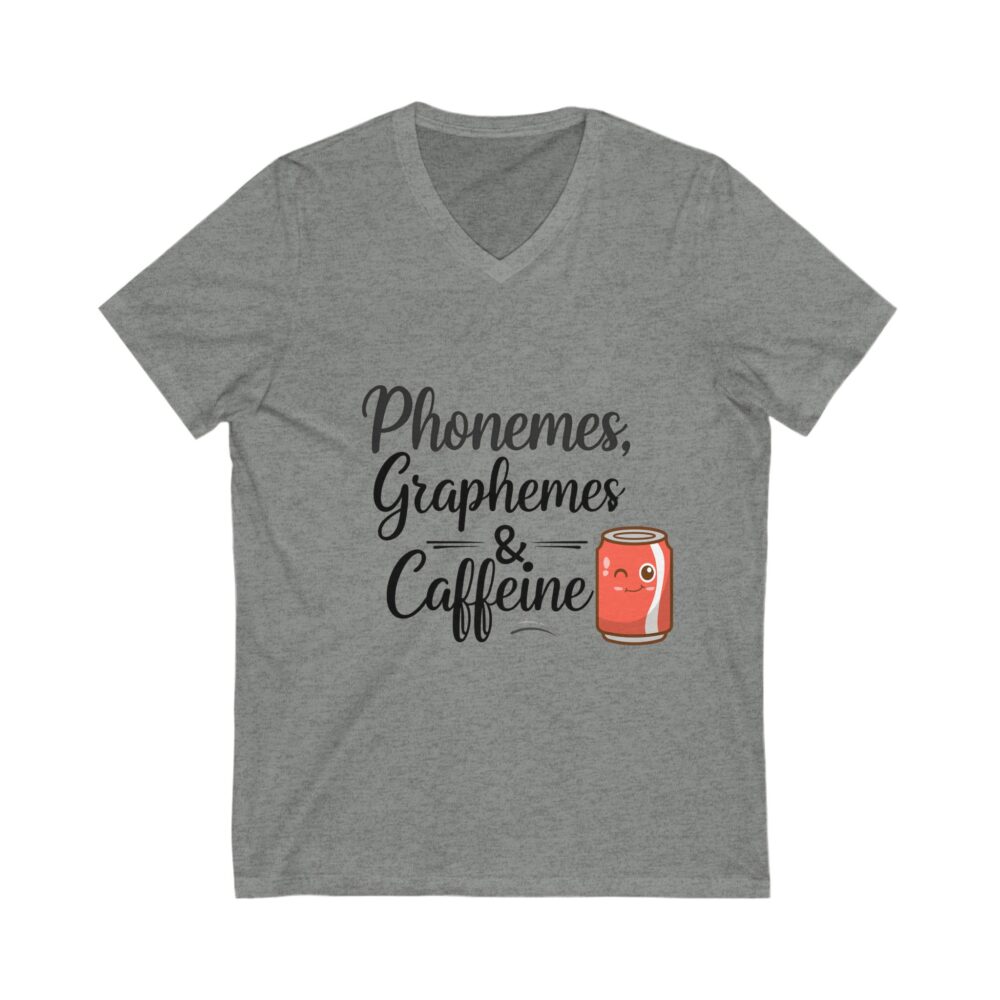 Phoneme, Grapheme, & Caffeine (Soda) - Unisex V-Neck Tee - Image 5