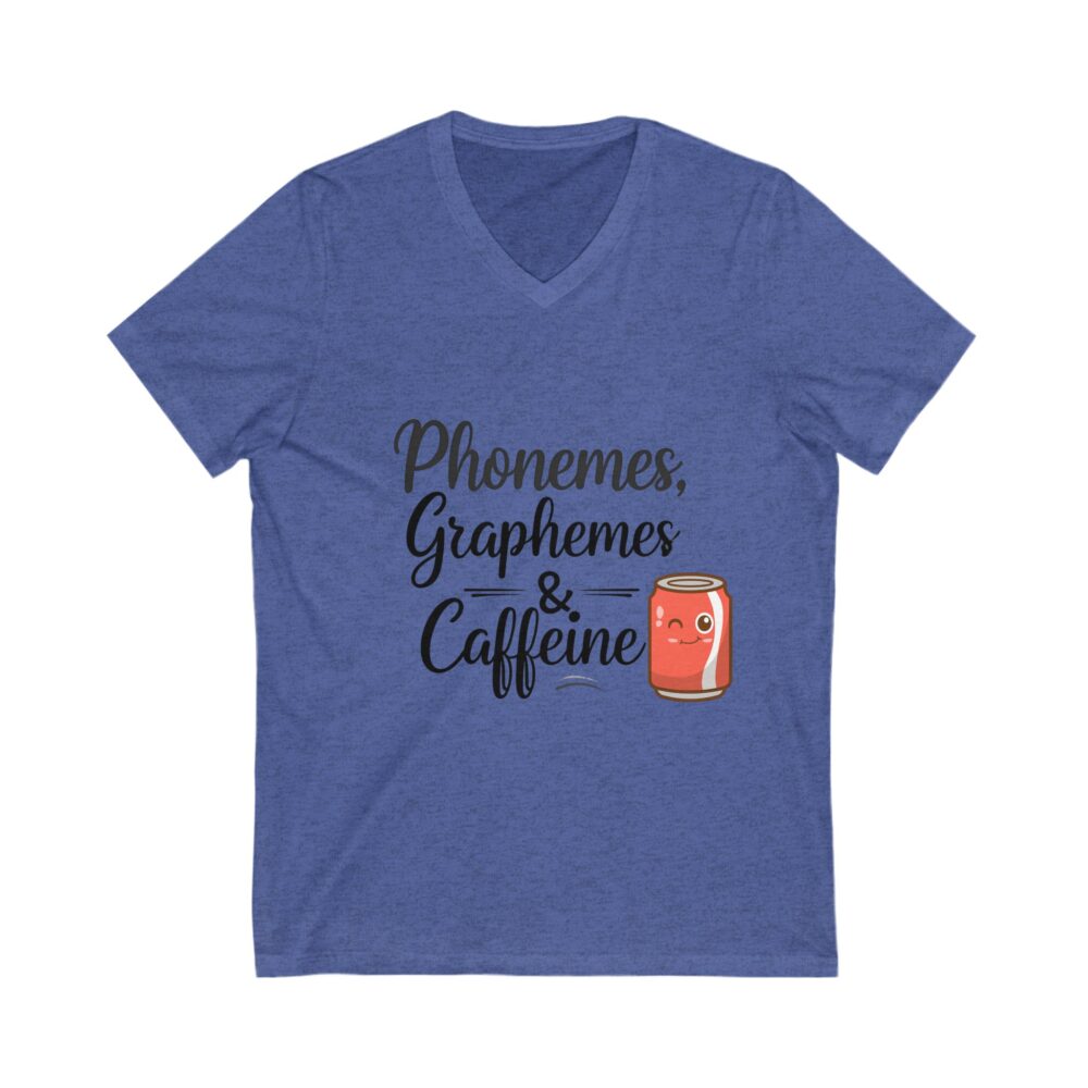 Phoneme, Grapheme, & Caffeine (Soda) - Unisex V-Neck Tee - Image 9