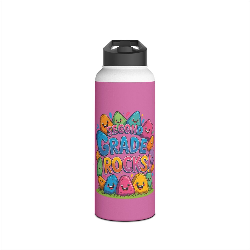 Second Grade Rocks (pink) - Stainless Steel Water Bottle - Image 9