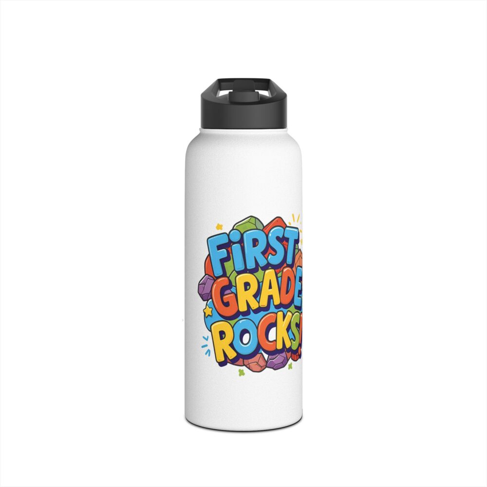 First Grade Rocks (white) - Stainless Steel Water Bottle - Image 9
