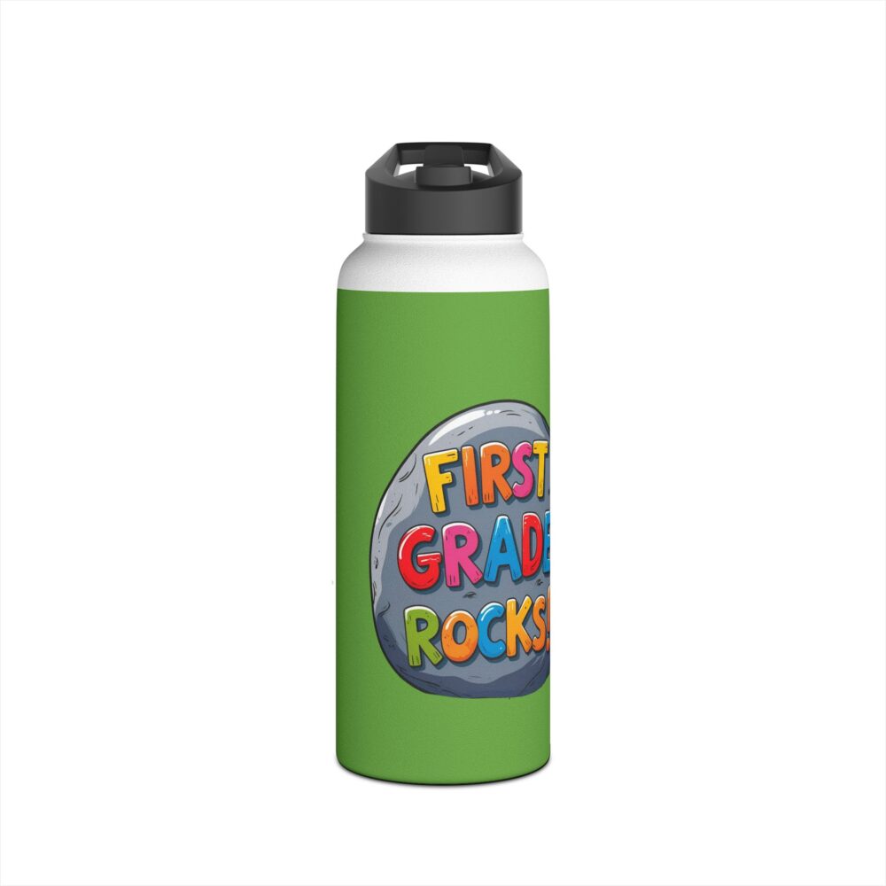 First Grade Rocks (green) - Stainless Steel Water Bottle - Image 9
