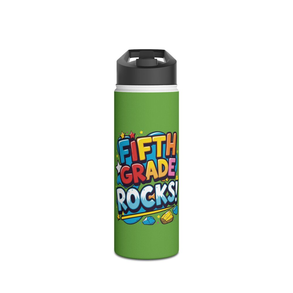 Fifth Grade Rocks (green) - Stainless Steel Water Bottle - Image 5