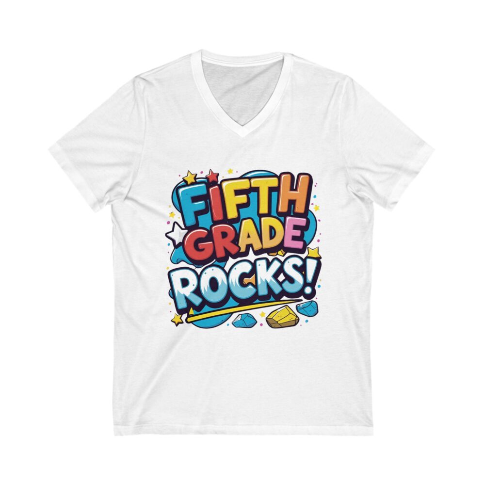 Fifth Grade Rocks - Unisex V-Neck Tee