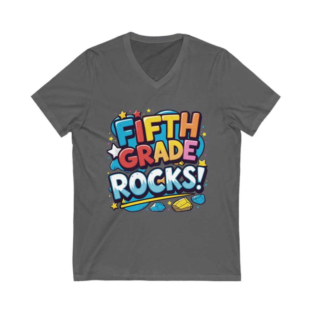 Fifth Grade Rocks - Unisex V-Neck Tee - Image 15