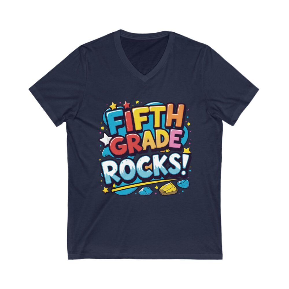 Fifth Grade Rocks - Unisex V-Neck Tee - Image 19