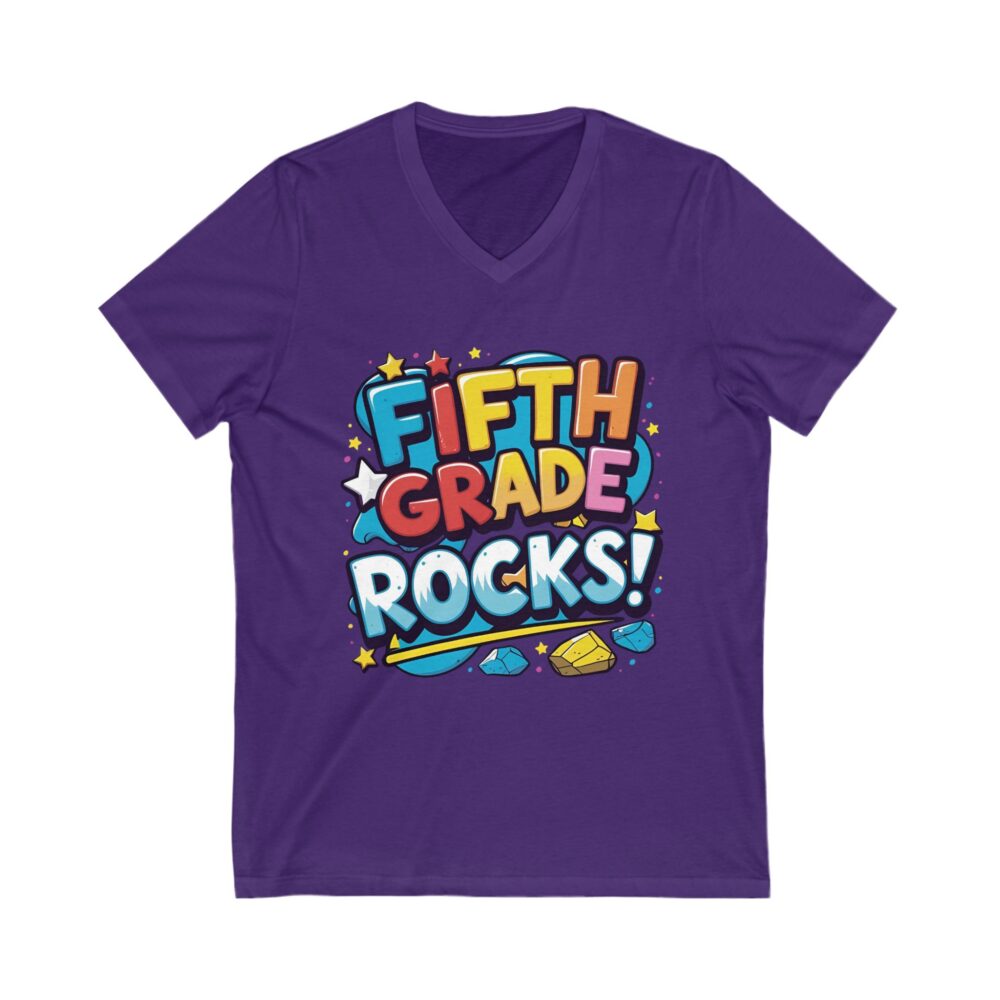 Fifth Grade Rocks - Unisex V-Neck Tee - Image 21