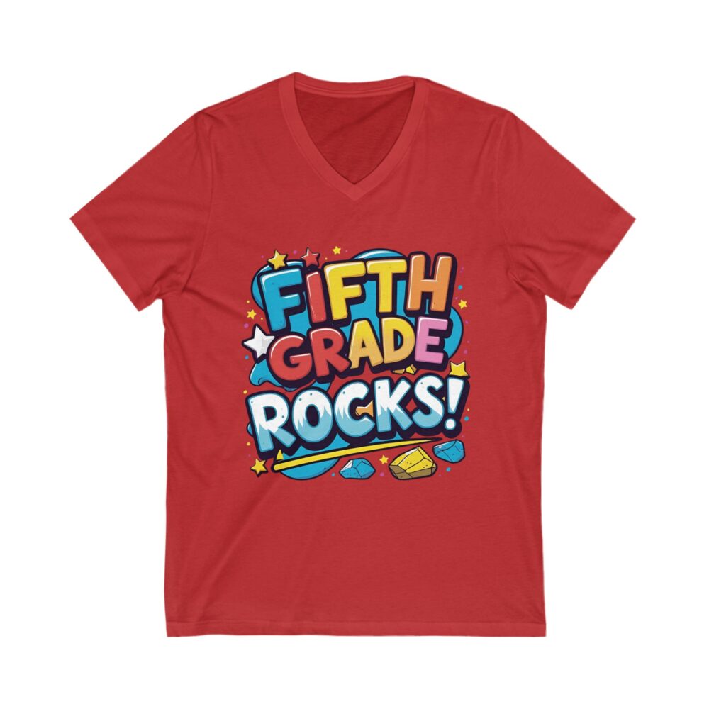 Fifth Grade Rocks - Unisex V-Neck Tee - Image 23