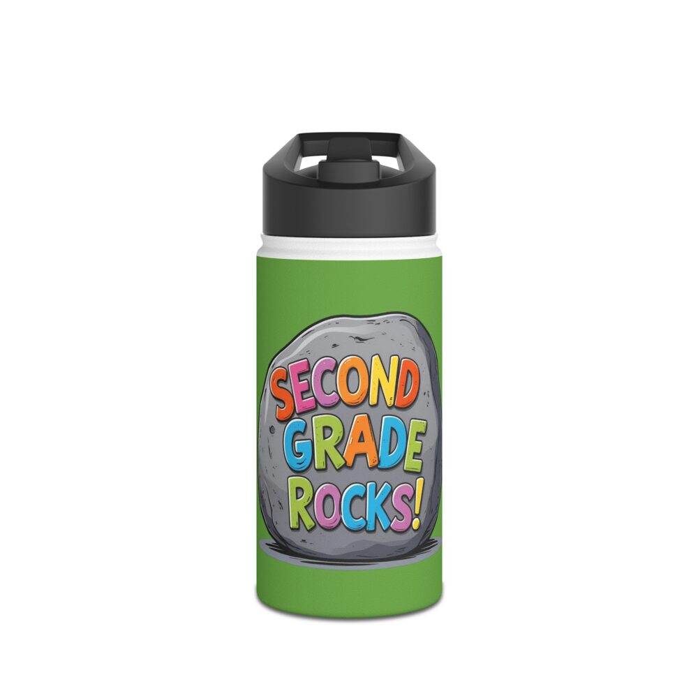 Second Grade Rocks (green) - Stainless Steel Water Bottle