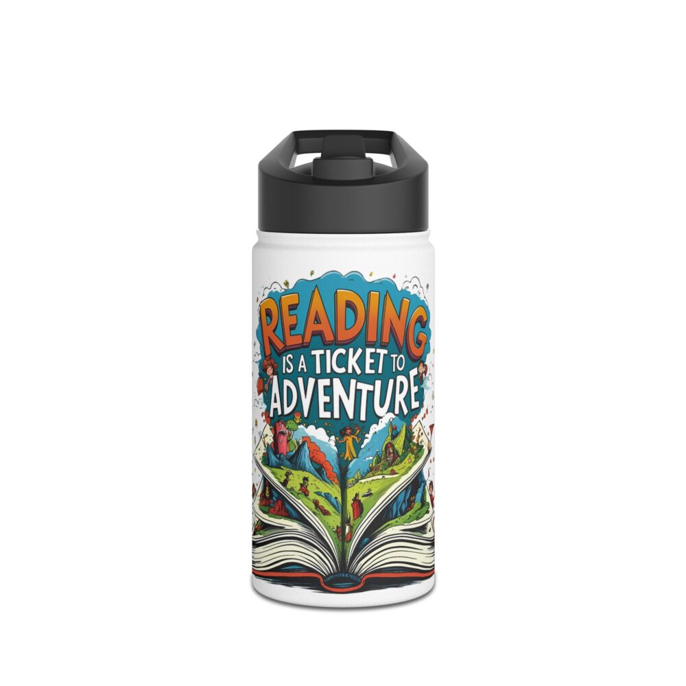 Reading is a Ticket to Adventure (white) - Stainless Steel Water Bottle