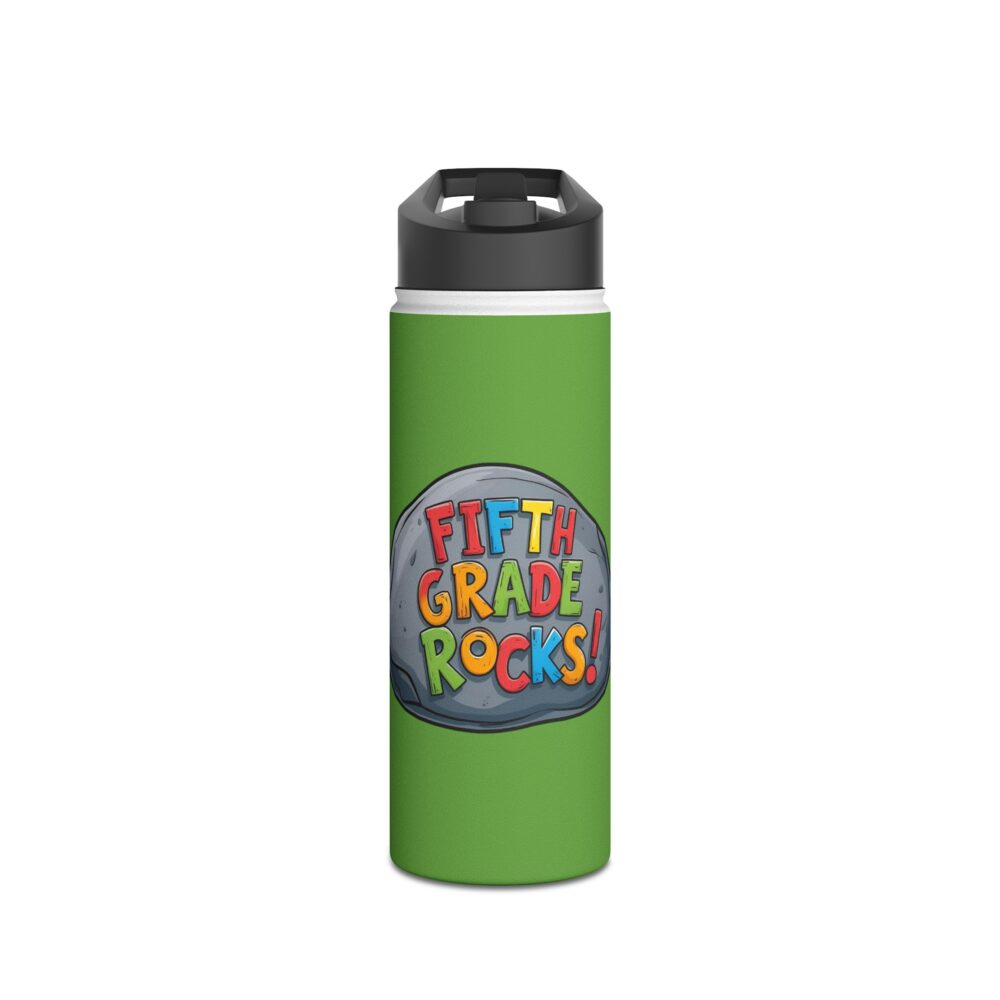 Fifth Grade Rocks (green) - Stainless Steel Water Bottle - Image 5