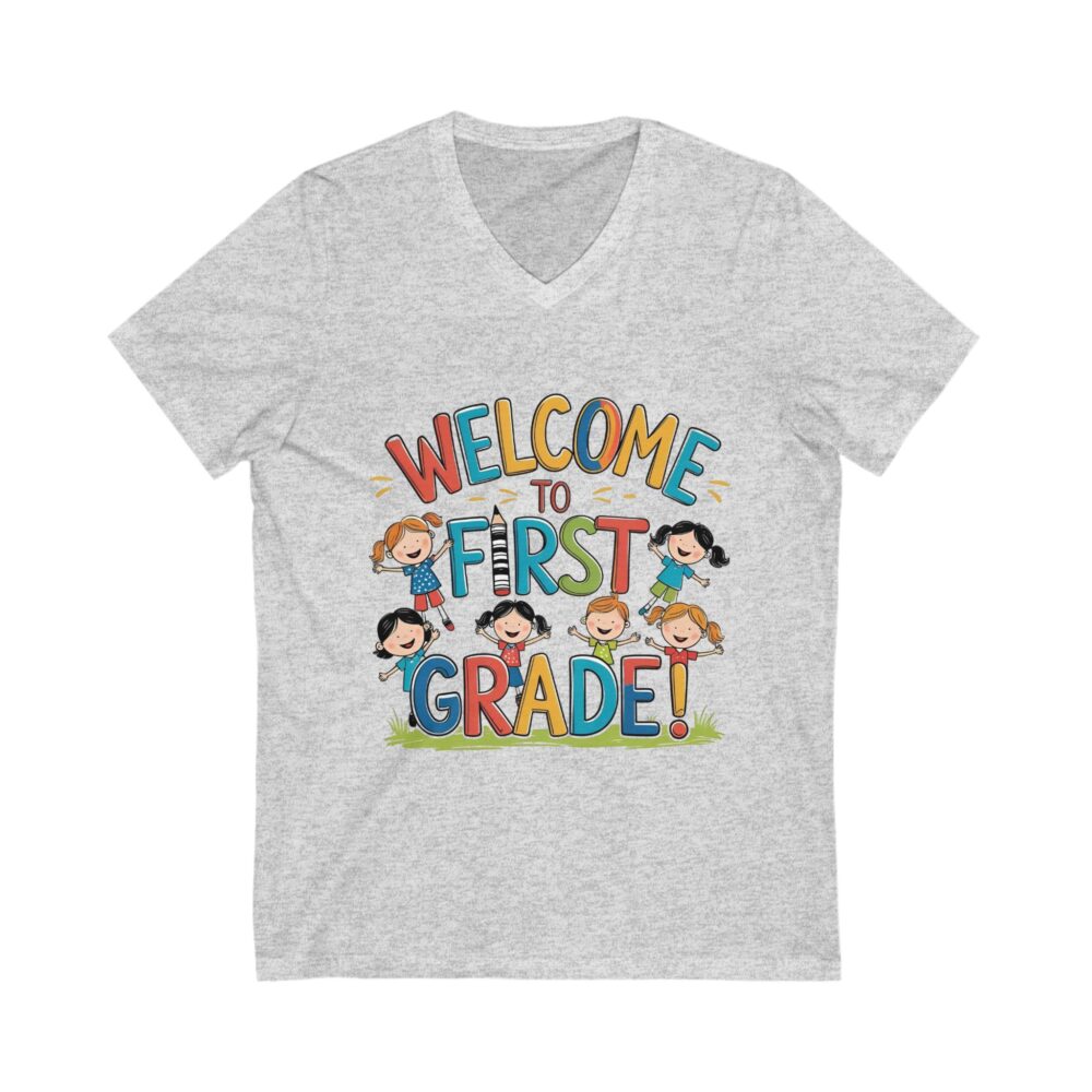 Welcome to First Grade - Unisex V-Neck Tee - Image 3