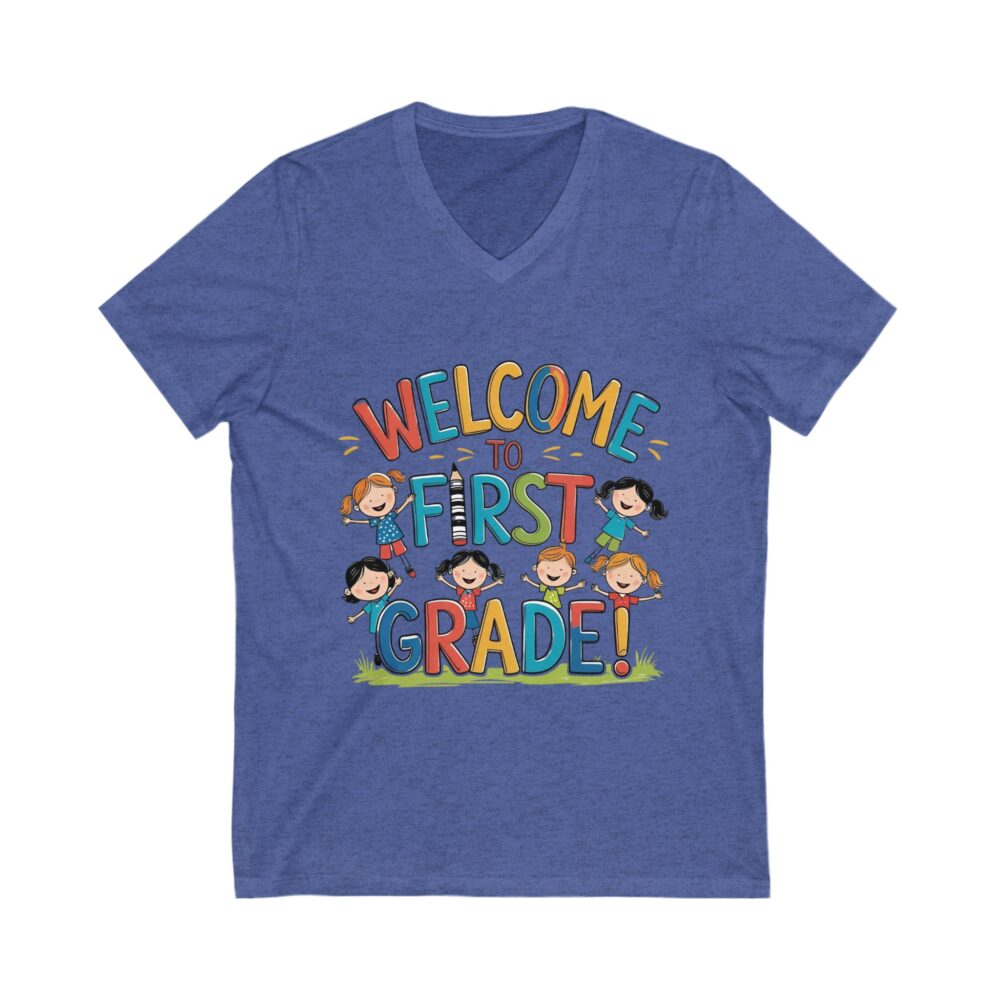 Welcome to First Grade - Unisex V-Neck Tee - Image 13