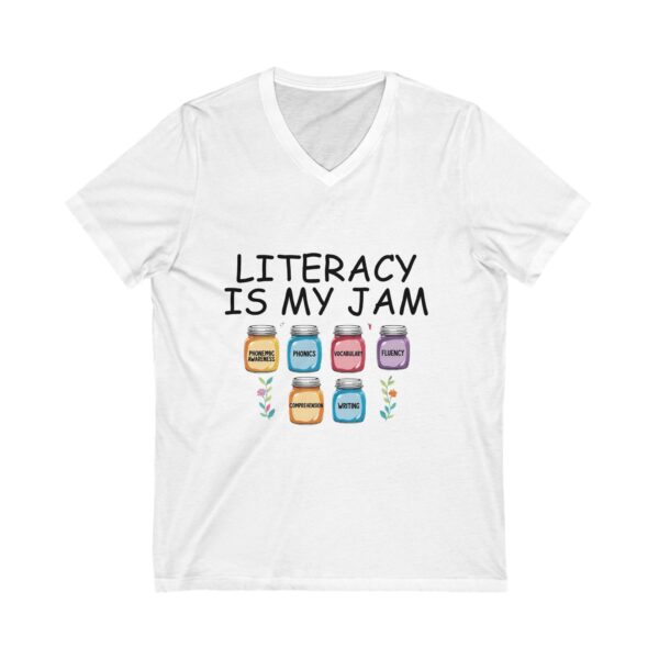 Literacy is My Jam - Unisex V-Neck Tee