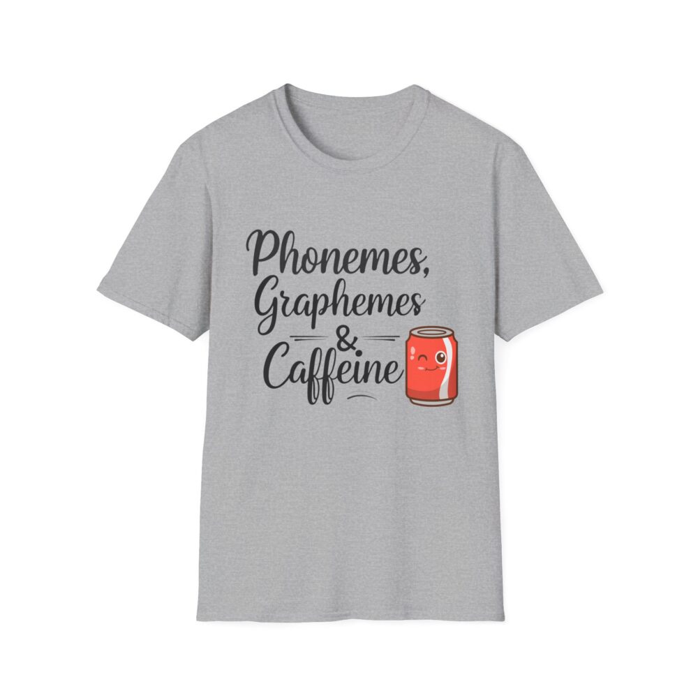 Phoneme, Grapheme, & Caffeine (Soda) - Unisex Soft style T-Shirt - Image 9