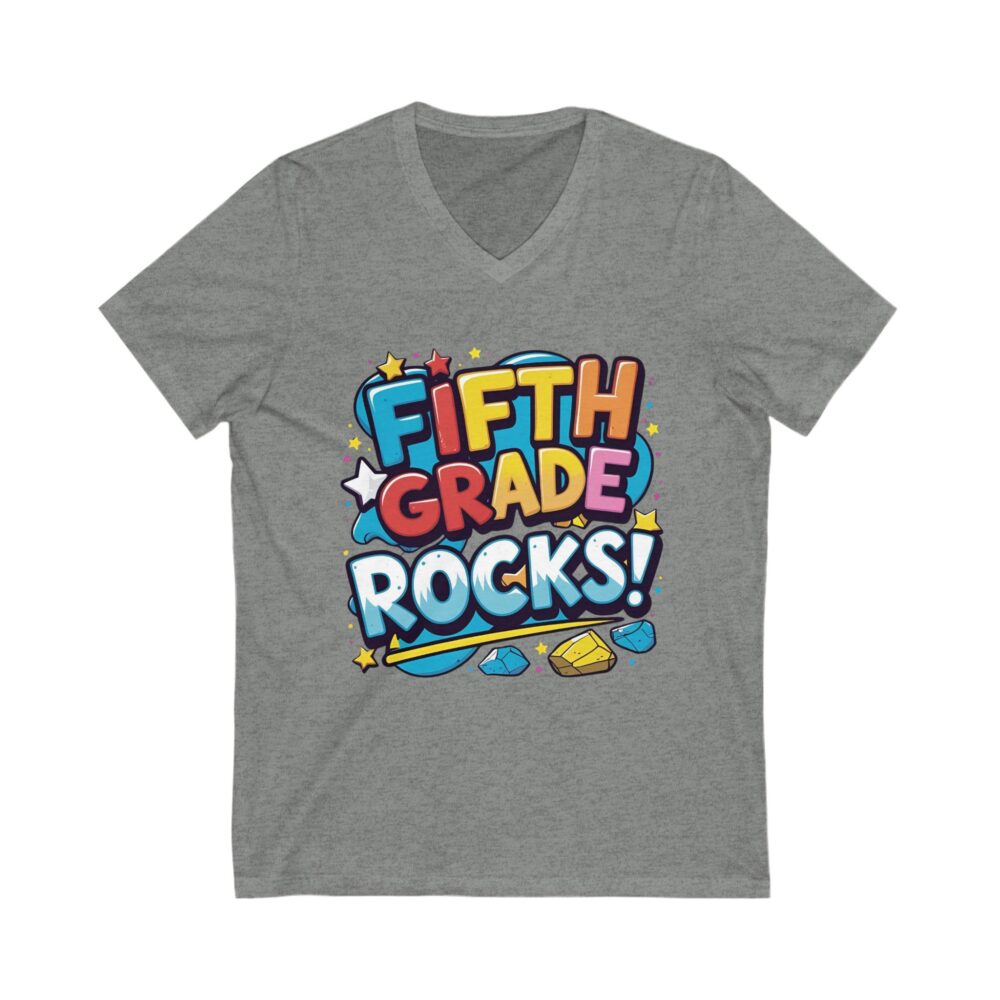 Fifth Grade Rocks - Unisex V-Neck Tee - Image 5