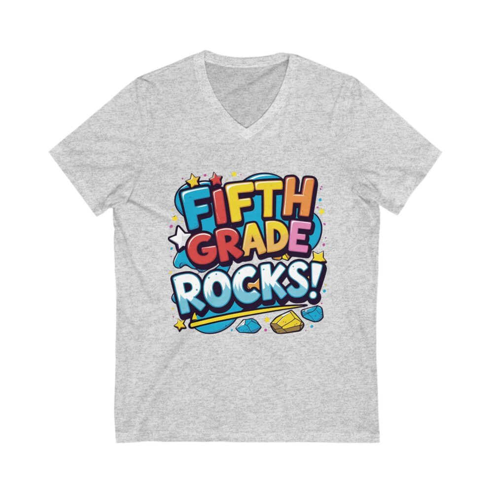 Fifth Grade Rocks - Unisex V-Neck Tee - Image 3