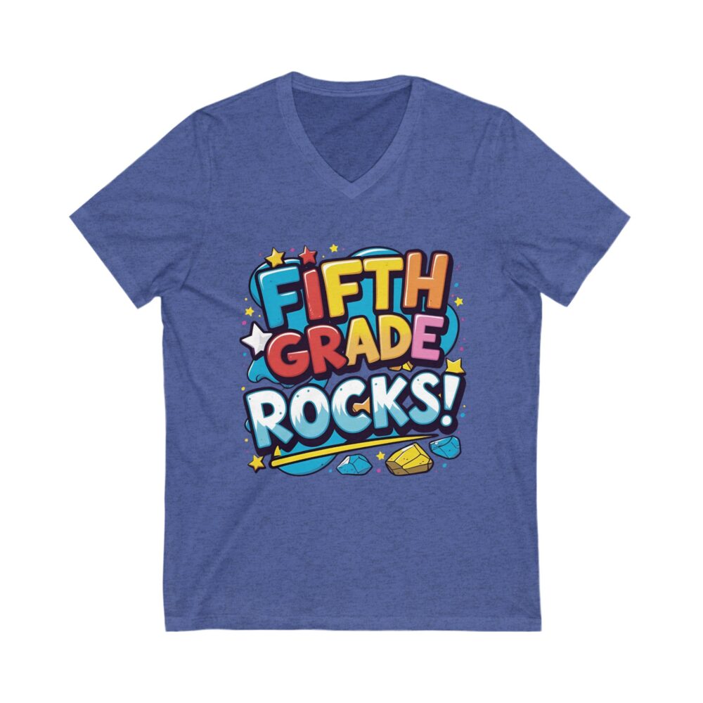 Fifth Grade Rocks - Unisex V-Neck Tee - Image 13