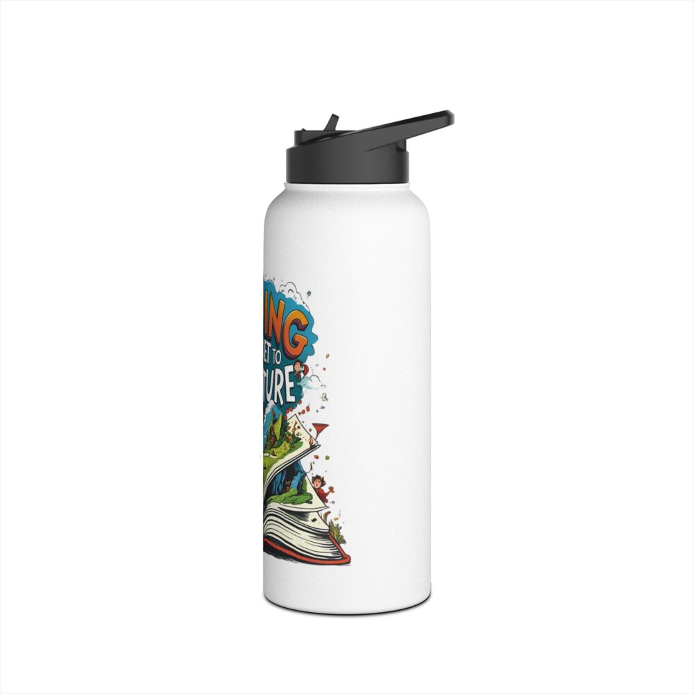 Reading is a Ticket to Adventure (white) - Stainless Steel Water Bottle - Image 12