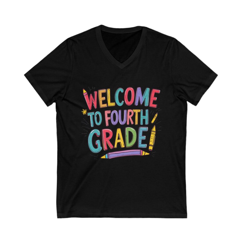 Welcome to Fourth Grade - Unisex V-Neck Tee - Image 7