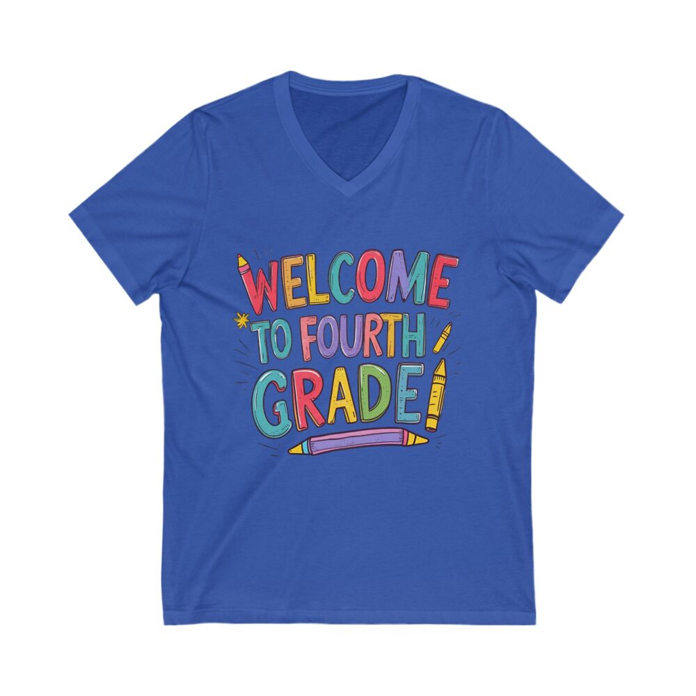Welcome to Fourth Grade - Unisex V-Neck Tee - Image 11
