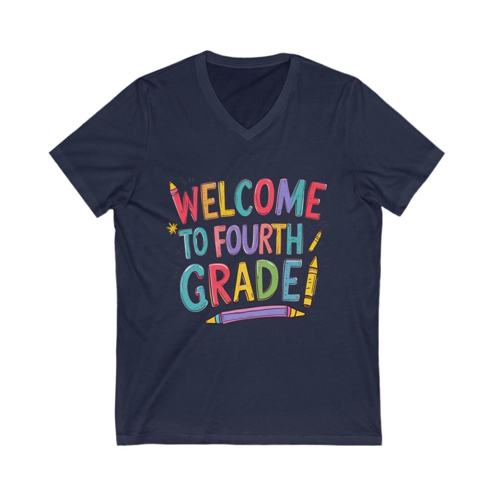 Welcome to Fourth Grade - Unisex V-Neck Tee - Image 19