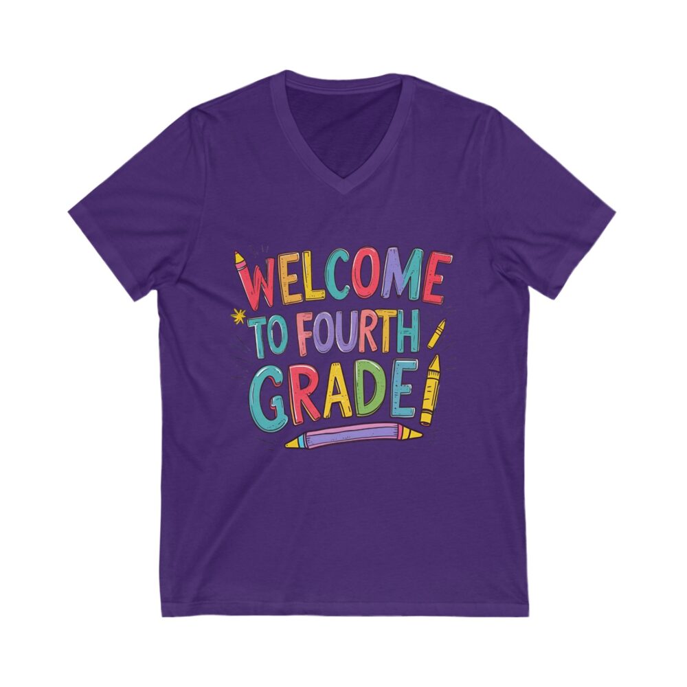Welcome to Fourth Grade - Unisex V-Neck Tee - Image 21
