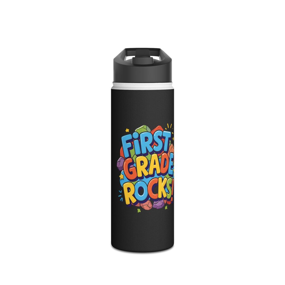 First Grade Rocks (black) - Stainless Steel Water Bottle - Image 5